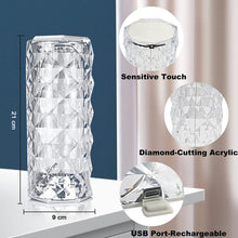 Rose Crystal Diamond Touch Lamp – 16 Color LED Night Light with Remote Control