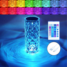 Rose Crystal Diamond Touch Lamp – 16 Color LED Night Light with Remote Control