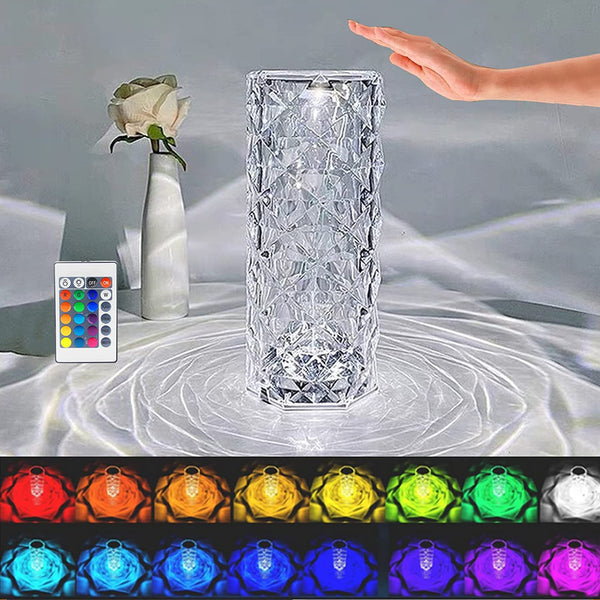 Crystal Atmosphere Diamond Touch Lamp – 16 Color Night Light with Remote & USB Charging